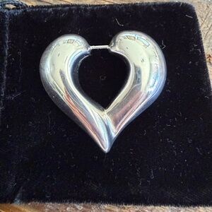 Vintage AIRES Sterling Silver 925 Modernist Open Heart Pendant Brooch